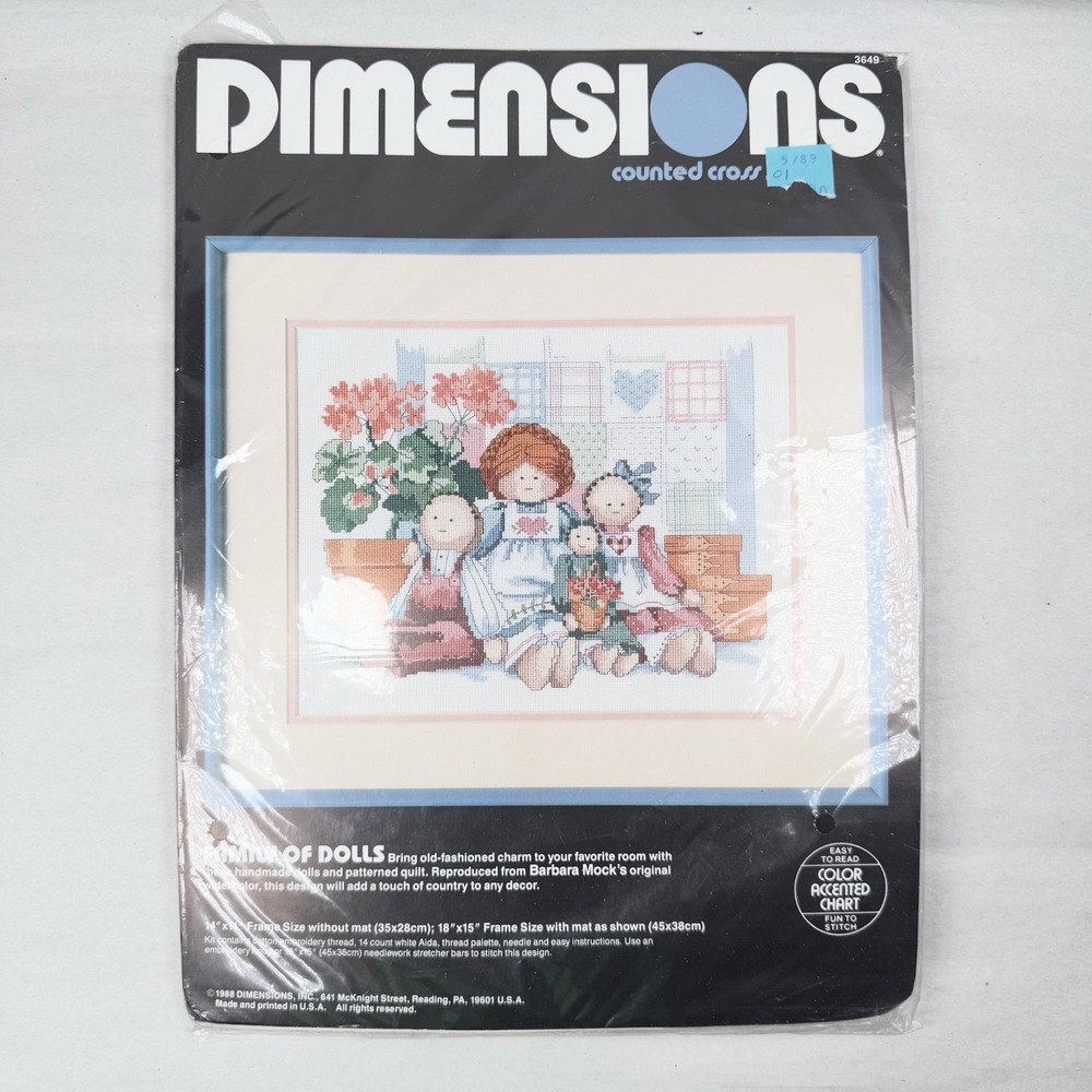 Vintage DIMENSIONS Counted Cross Stitch Kit FAMILY OF DOLLS Barbara Mock / New